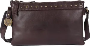 9 inch Women's Genuine Italian Leather Boho Studded Crossbody Sling Bag – Premium Quality, Stylish