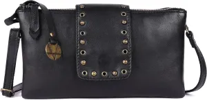 9.5 inch Genuine Italian Leather Boho Studded Crossbody Sling Bag - Stylish, Durable, & Perfect for Everyday Use for women
