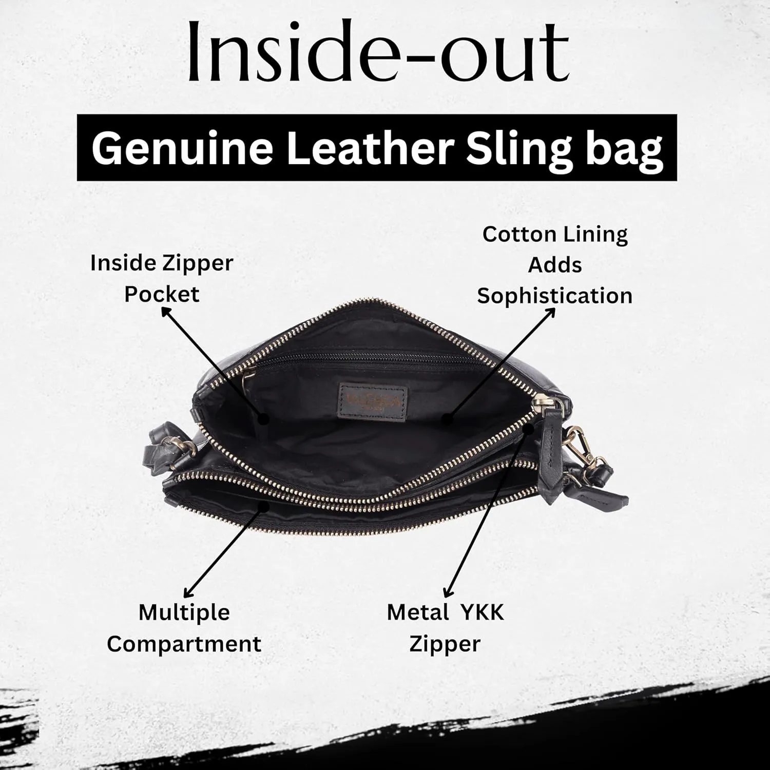 9.5 inch Genuine Italian Leather Boho Studded Crossbody Sling Bag - Stylish, Durable, & Perfect for Everyday Use for women