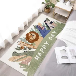 ABREEZE Kids Runner Rug 5.3FT,Animals Area Rug Play Mat for Kids Non Skid Washable Animal Throw Rugs Cute Cartoon Floor Carpet for Living Bedroom Study Nursery Dorm 2.6'x5.3'