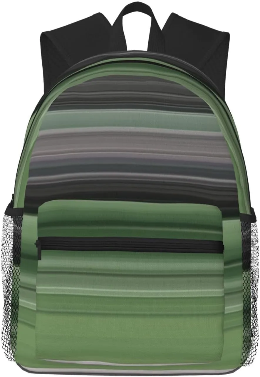 Abstract #1 Olive Green And Grey Lightweight Packable Backpack Travel Casual Hiking Daypack Foldable Backpack For Men Women