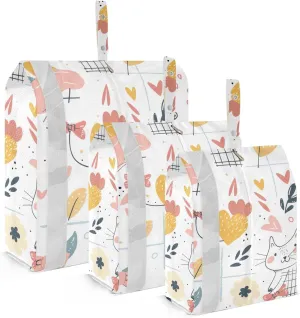 Abstract Cats Travel Storage Bag with Lanyard - Portable Lightweight Classified Storage Bag with Zipper, Dust and Waterproof Travel Packing Cube for Suitcase,3 Pieces