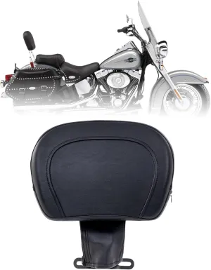 Adjustable Driver Rider Touring Backrest for Harley Softail Models Fatboy Heritage 2018-2023 (Black-Non-Studded)