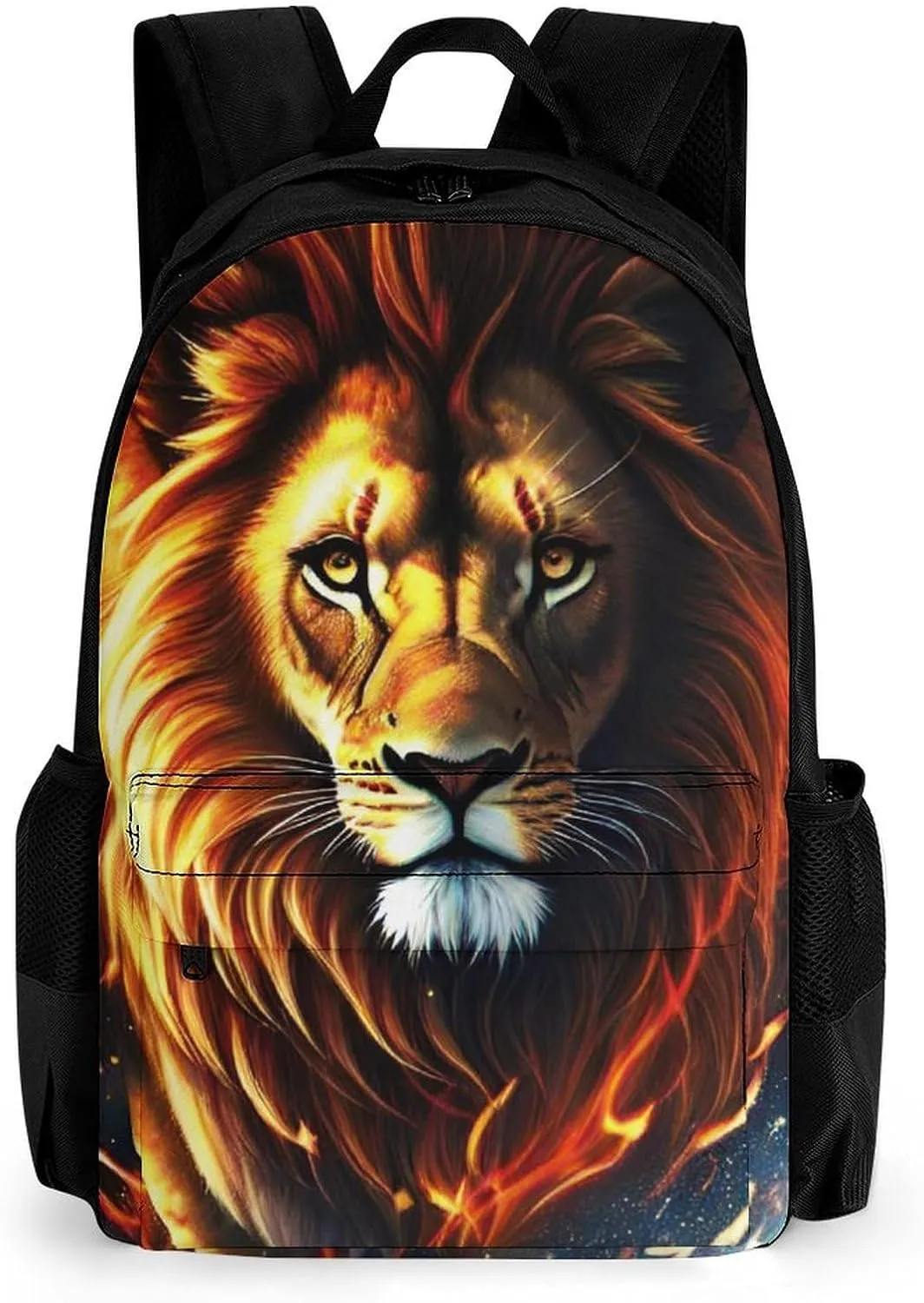 Adults Lightweight Cool Lion In The Space Surreal Style Art Rucksacks Large Capacity Bookbag With Adjustable Shoulder Straps for Trekking Outdoors Bicycle