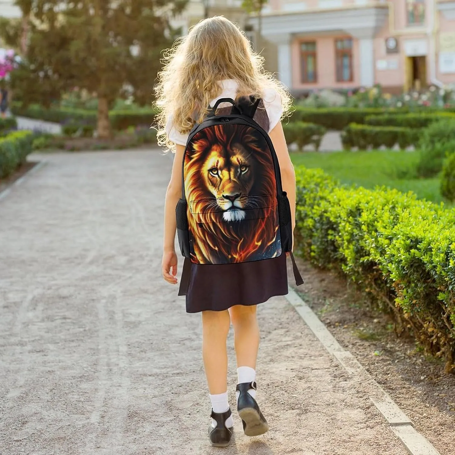 Adults Lightweight Cool Lion In The Space Surreal Style Art Rucksacks Large Capacity Bookbag With Adjustable Shoulder Straps for Trekking Outdoors Bicycle