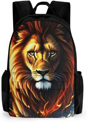 Adults Lightweight Cool Lion In The Space Surreal Style Art Rucksacks Large Capacity Bookbag With Adjustable Shoulder Straps for Trekking Outdoors Bicycle