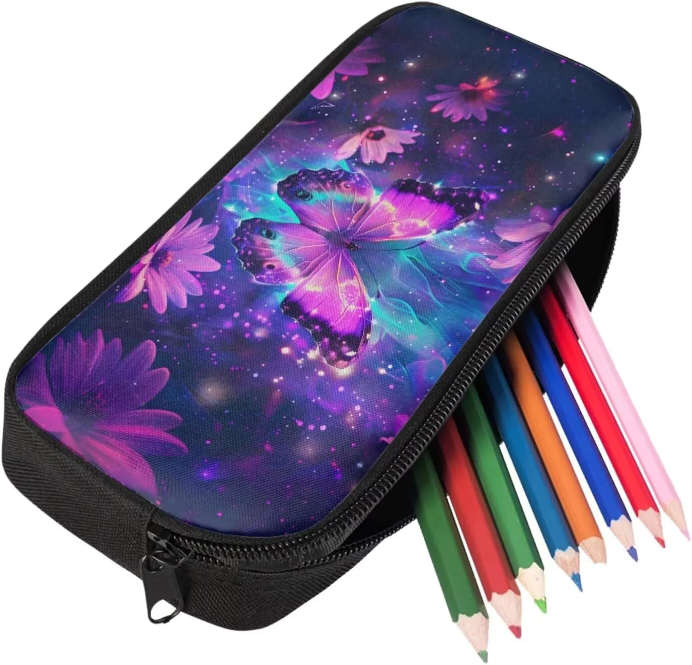Aesthetic Butterfly Backpack for Girls Kids Backpack with Lunch Box and Large Pencil Bag 3Pcs Set 15" Sturdy Bookbag with Front Pocket for School Lightweight Kindergarten School Bag