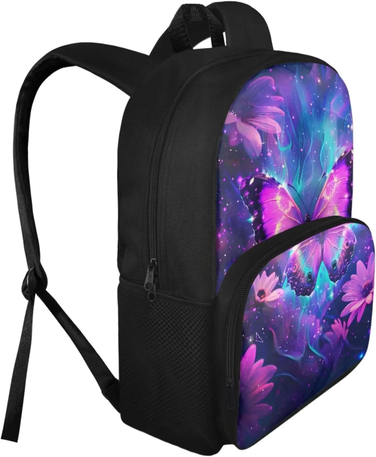 Aesthetic Butterfly Backpack for Girls Kids Backpack with Lunch Box and Large Pencil Bag 3Pcs Set 15" Sturdy Bookbag with Front Pocket for School Lightweight Kindergarten School Bag