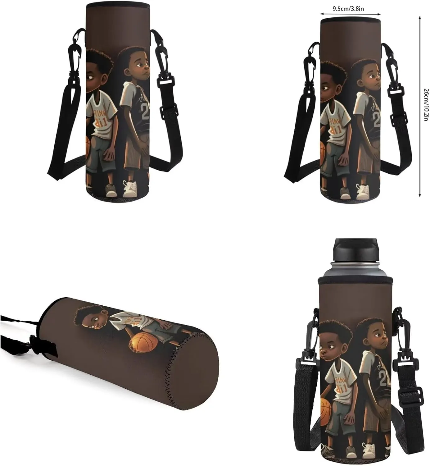African Boy Bookbag and Lunch Box Set for Boys 6-8 Basketball Kids School Backpack with Water Bottle Holder for Elementary School Chlidren Back to School Gift
