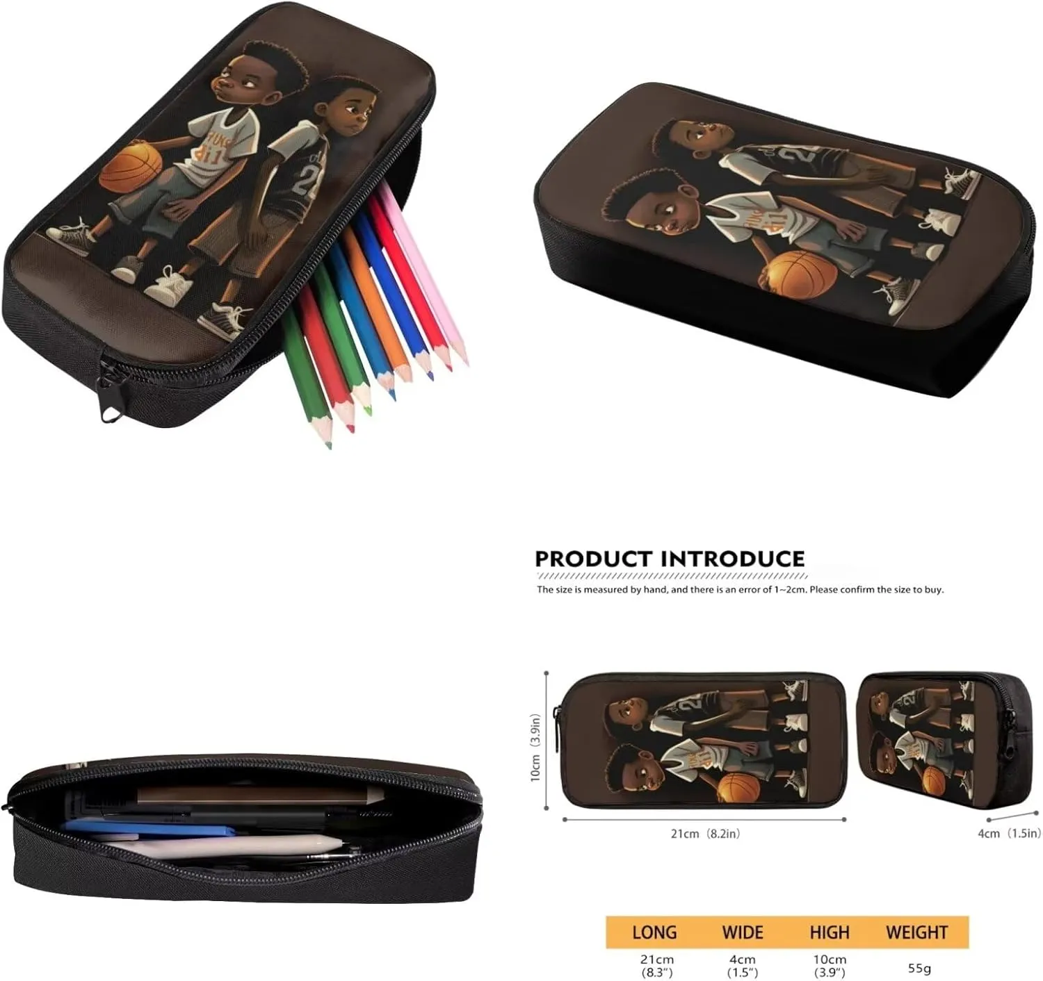 African Boy Bookbag and Lunch Box Set for Boys 6-8 Basketball Kids School Backpack with Water Bottle Holder for Elementary School Chlidren Back to School Gift