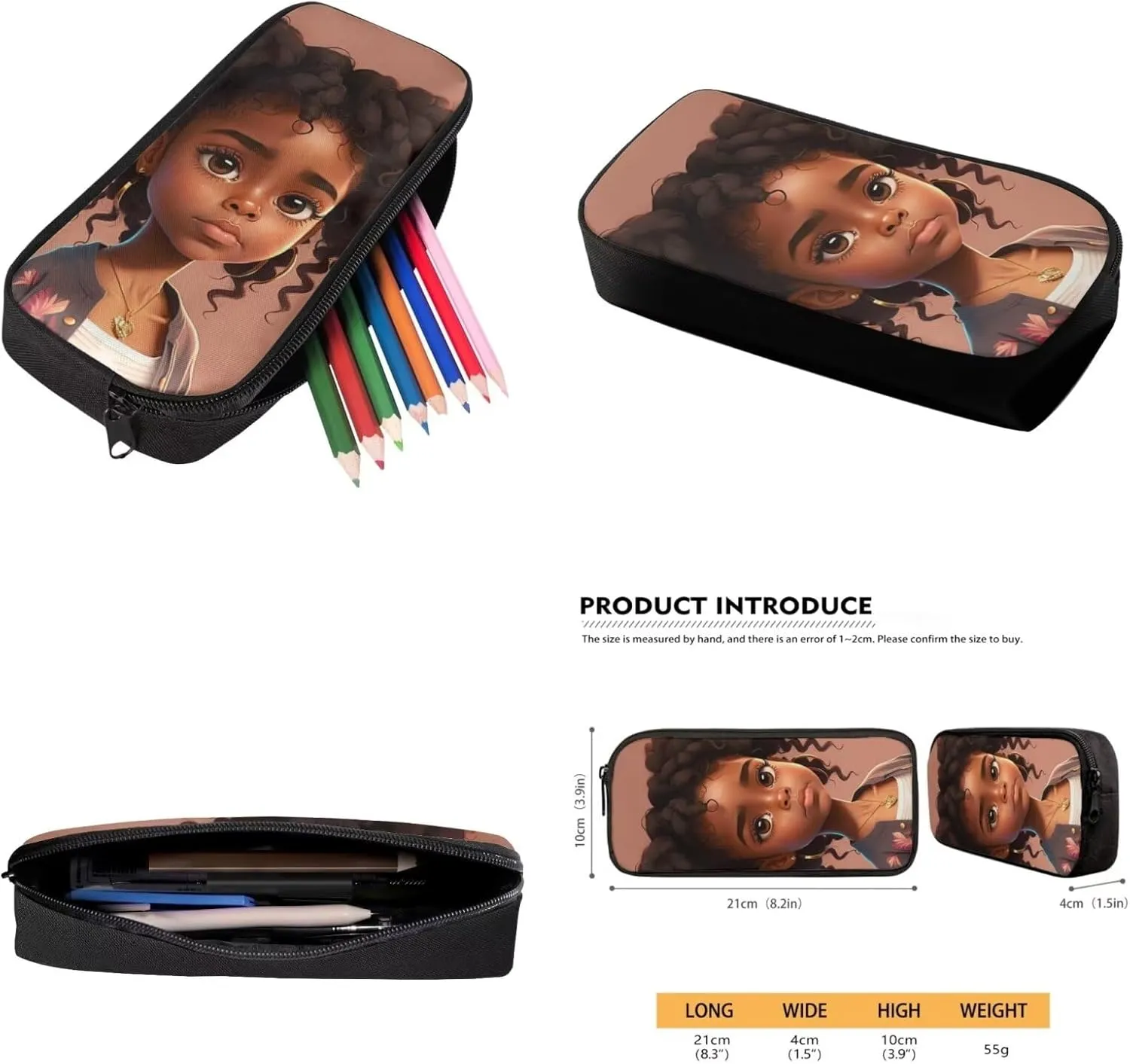 African Girl Kindergarten Backpack for Girls with Lunch Box and Pencil Case Water Bottle Holder Girls Bookbag School Backpack Set for Kindergarten Elementary School 4 In 1