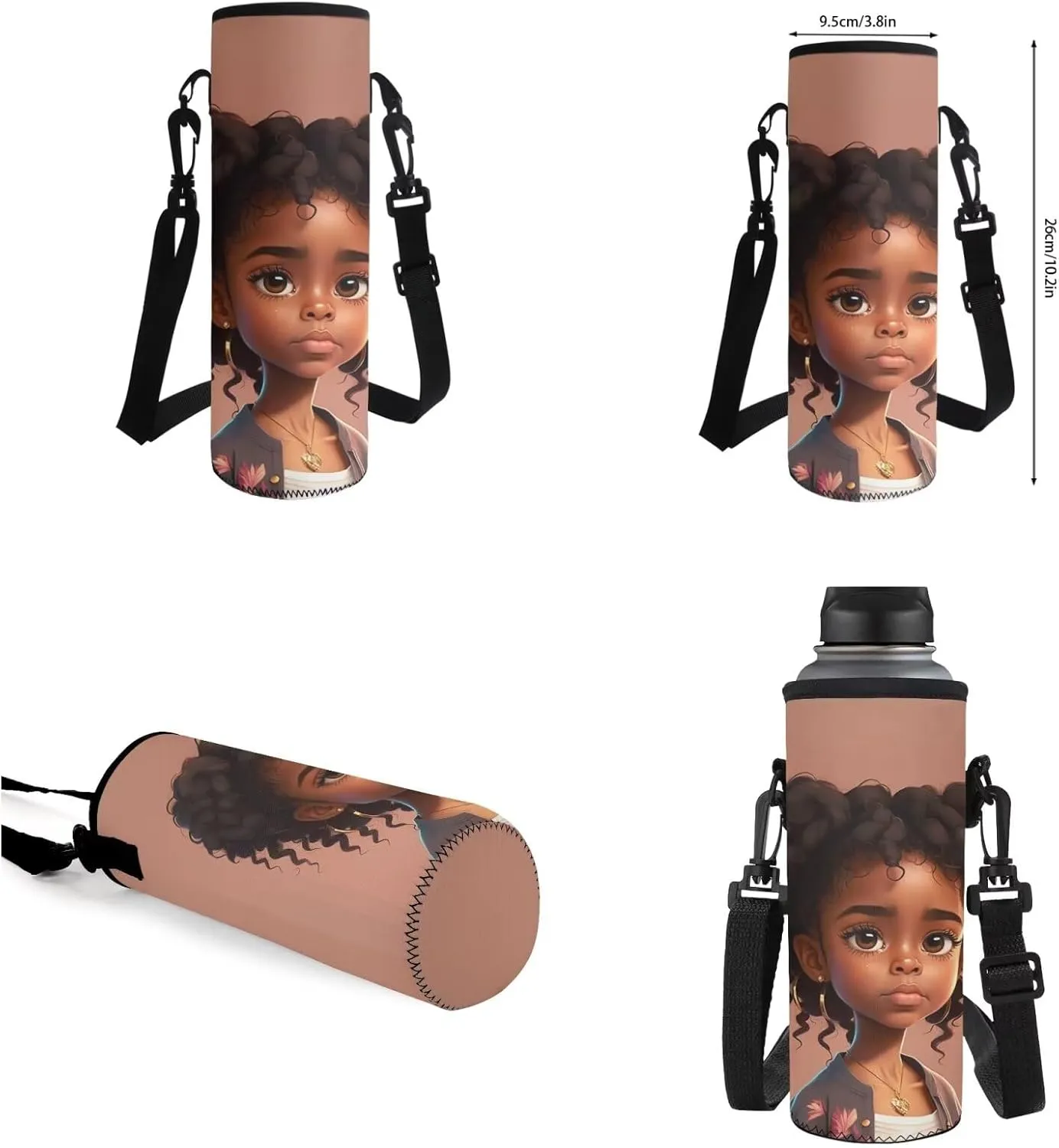 African Girl Kindergarten Backpack for Girls with Lunch Box and Pencil Case Water Bottle Holder Girls Bookbag School Backpack Set for Kindergarten Elementary School 4 In 1