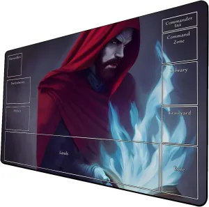 AI Painting TCG Playmat - MTG Trading Card Game Mat with Zone Layout, 24x14 Inches Premium MTG Play Mat - The Perfect Companion for Intense Card Battles - Fantasy Dark Skull Black Lotus 424A178