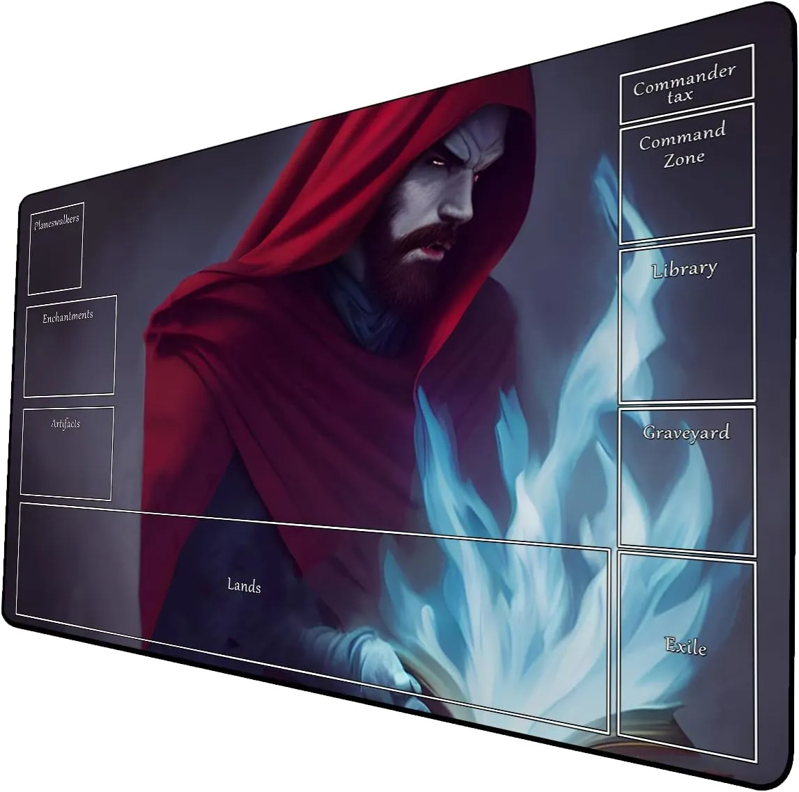AI Painting TCG Playmat - MTG Trading Card Game Mat with Zone Layout, 24x14 Inches Premium MTG Play Mat - The Perfect Companion for Intense Card Battles - Fantasy Dark Skull Black Lotus 424A178