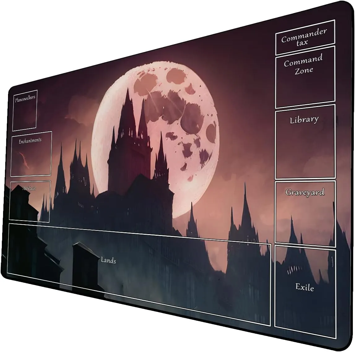 AI Painting TCG Playmat - MTG Trading Card Game Mat with Zone Layout, 24x14 Inches Premium MTG Play Mat - The Perfect Companion for Intense Card Battles - Fantasy Dark Skull Black Lotus 424A181