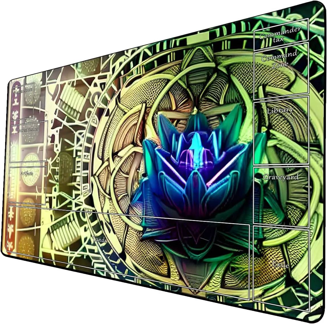 AI Painting TCG Playmat - MTG Trading Card Game Mat with Zone Layout, 24x14 Inches Premium MTG Play Mat - The Perfect Companion for Intense Card Battles - Fantasy Dark Skull Black Lotus 424A192