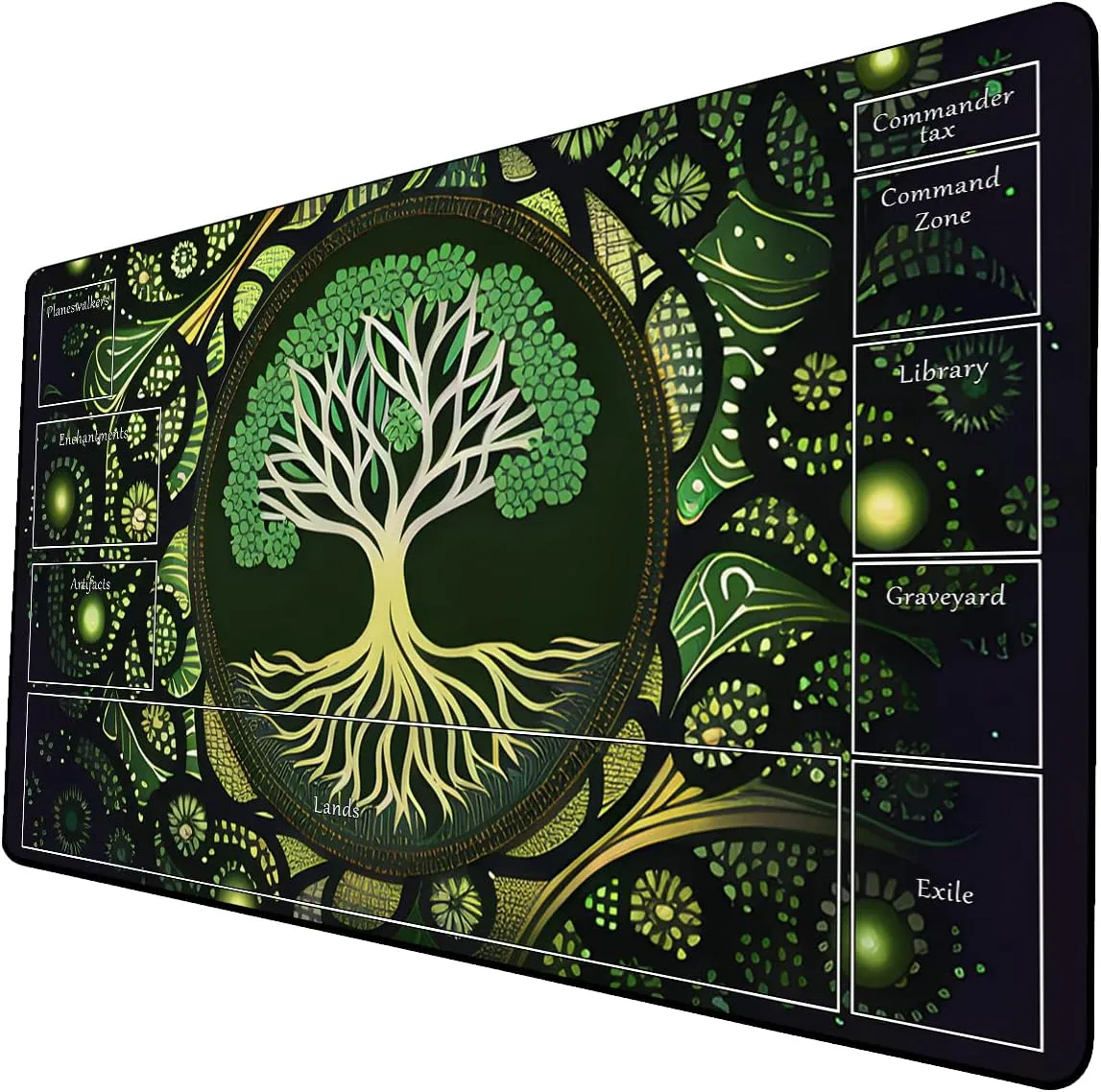AI Painting TCG Playmat - MTG Trading Card Game Mat with Zone Layout, 24x14 Inches Premium MTG Play Mat - The Perfect Companion for Intense Card Battles - Fantasy Dark Skull Black Lotus 424A194