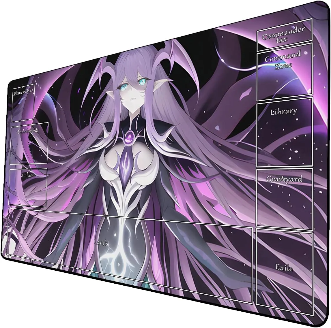 AI Painting TCG Playmat - MTG Trading Card Game Mat with Zone Layout, 24x14 Inches Premium MTG Play Mat - The Perfect Companion for Intense Card Battles - Fantasy Dark Skull Black Lotus 424A199