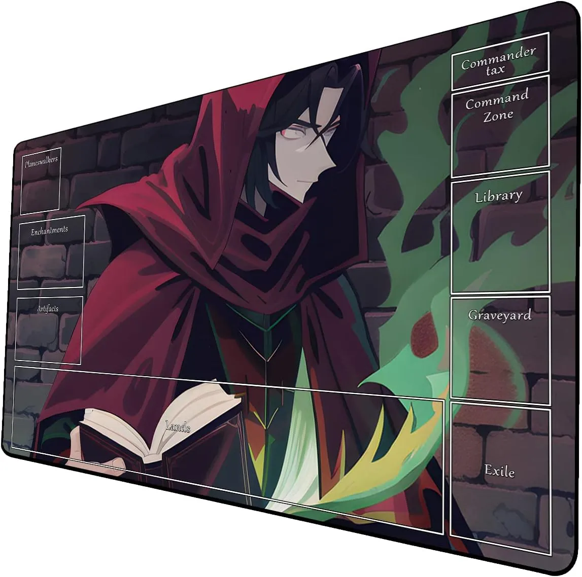 AI Painting TCG Playmat - MTG Trading Card Game Mat with Zone Layout, 24x14 Inches Premium MTG Play Mat - The Perfect Companion for Intense Card Battles - Fantasy Dark Skull Black Lotus 424A294
