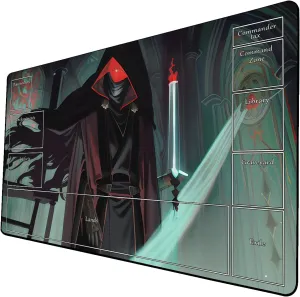 AI Painting TCG Playmat - MTG Trading Card Game Mat with Zone Layout, 24x14 Inches Premium MTG Play Mat - The Perfect Companion for Intense Card Battles - Fantasy Dark Skull Black Lotus 424A300