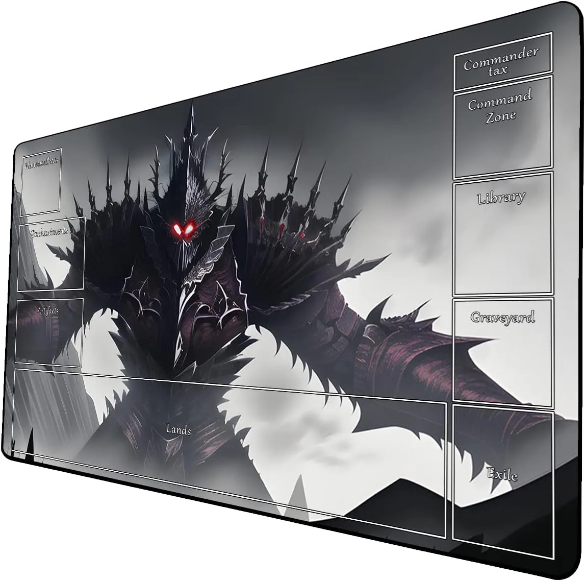 AI Painting TCG Playmat - MTG Trading Card Game Mat with Zone Layout, 24x14 Inches Premium MTG Play Mat - The Perfect Companion for Intense Card Battles - Fantasy Dark Skull Black Lotus 424A309