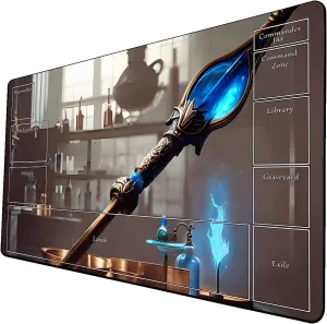 AI Painting TCG Playmat - MTG Trading Card Game Mat with Zone Layout, 24x14 Inches Premium MTG Play Mat - The Perfect Companion for Intense Card Battles - Fantasy Dark Skull Black Lotus 424A326