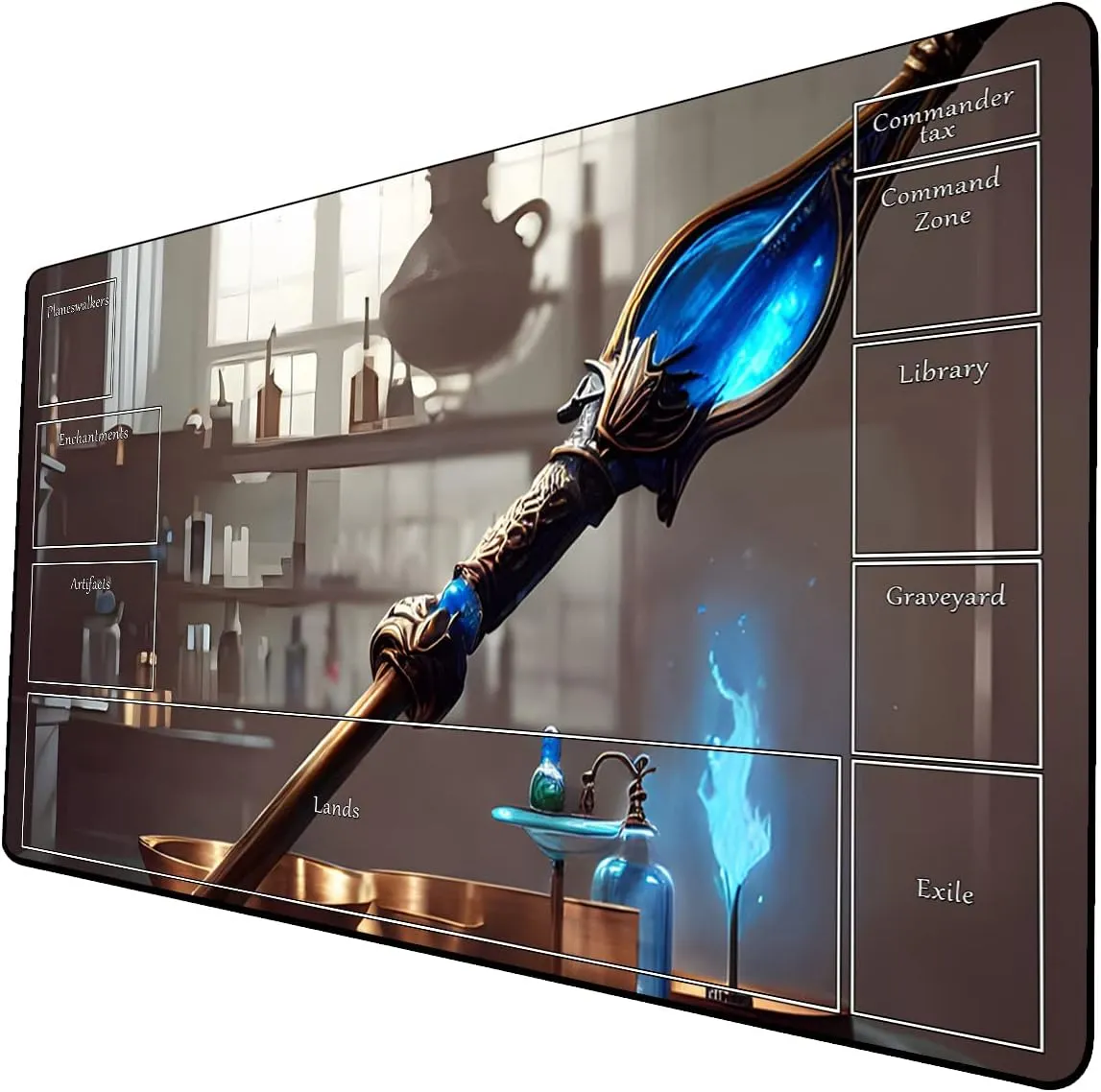 AI Painting TCG Playmat - MTG Trading Card Game Mat with Zone Layout, 24x14 Inches Premium MTG Play Mat - The Perfect Companion for Intense Card Battles - Fantasy Dark Skull Black Lotus 424A326
