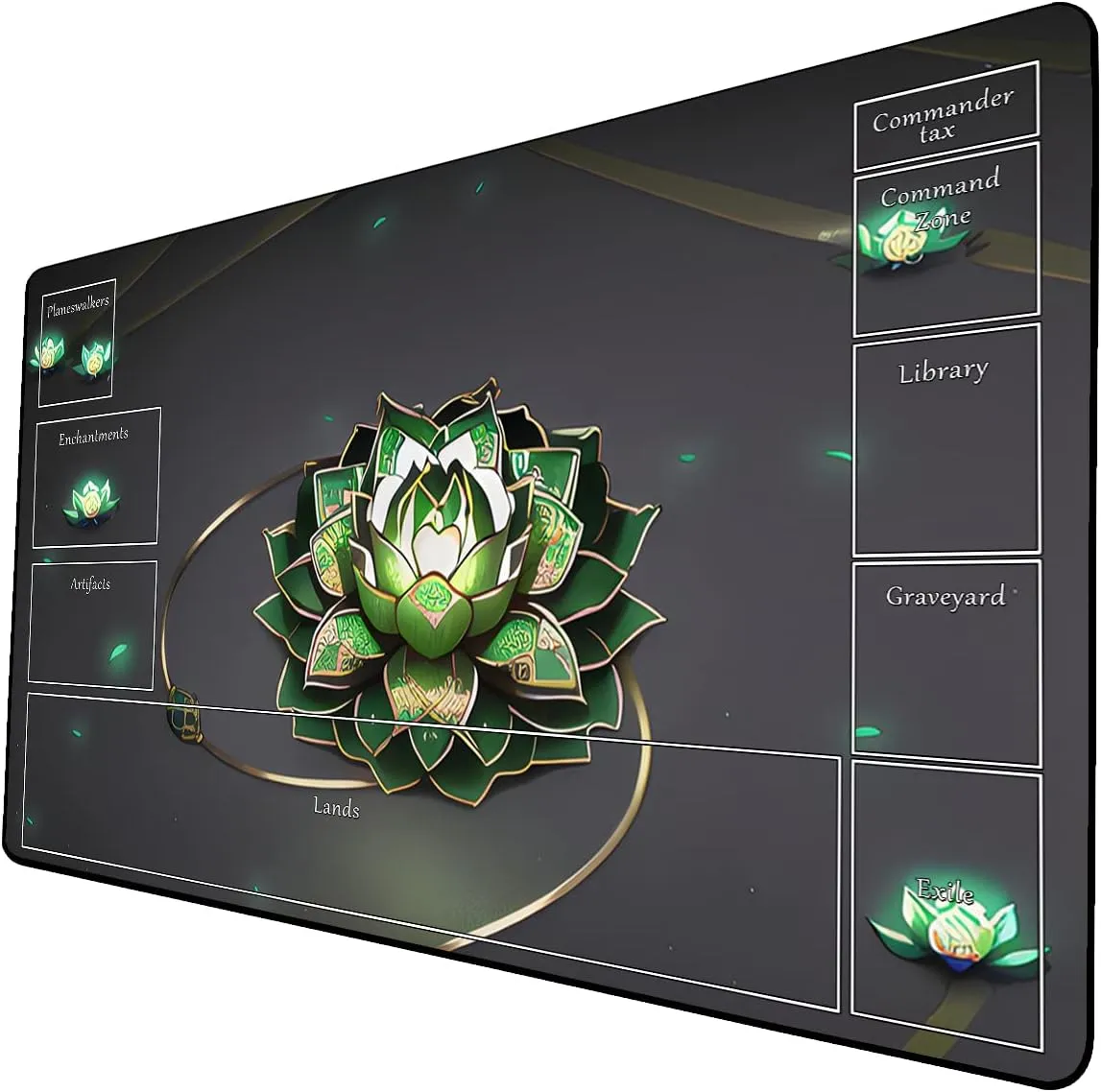 AI Painting TCG Playmat - MTG Trading Card Game Mat with Zone Layout, 24x14 Inches Premium MTG Play Mat - The Perfect Companion for Intense Card Battles - Fantasy Dark Skull Black Lotus 424A349