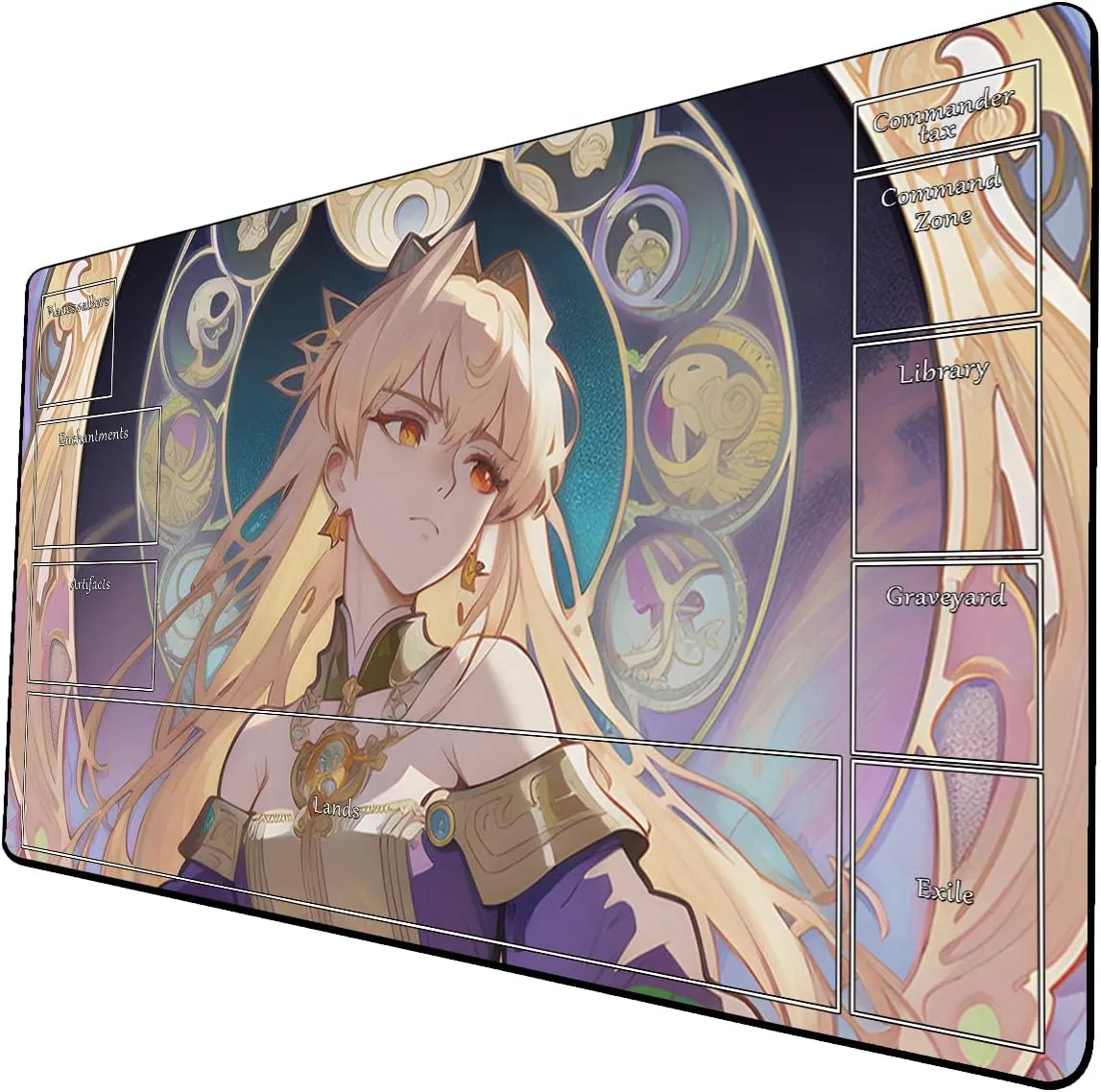 AI Painting TCG Playmat - MTG Trading Card Game Mat with Zone Layout, 24x14 Inches Premium MTG Play Mat - The Perfect Companion for Intense Card Battles - Fantasy Dark Skull Black Lotus 509A016