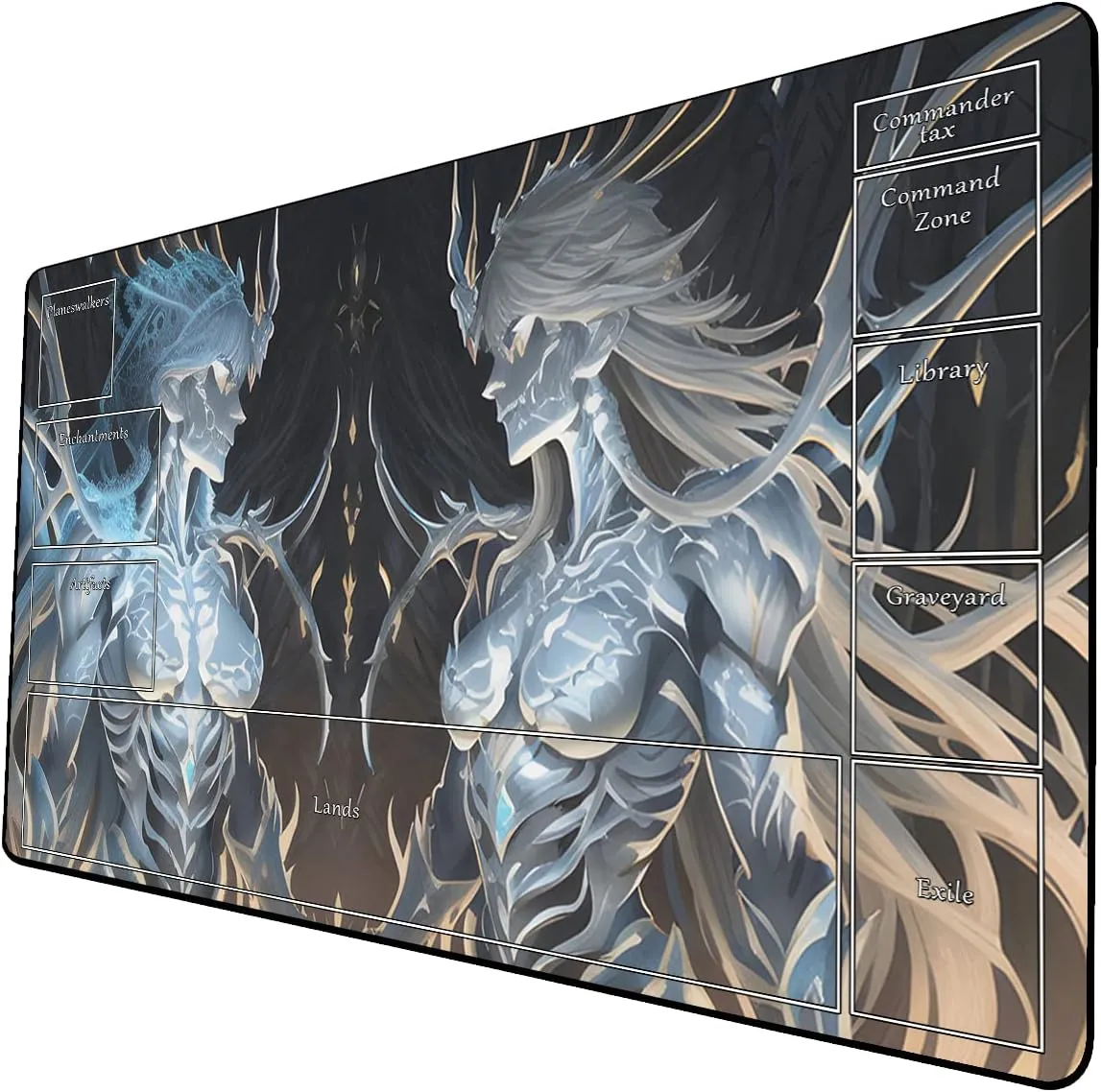 AI Painting TCG Playmat - MTG Trading Card Game Mat with Zone Layout, 24x14 Inches Premium MTG Play Mat - The Perfect Companion for Intense Card Battles - Fantasy Dark Skull Black Lotus 509A018