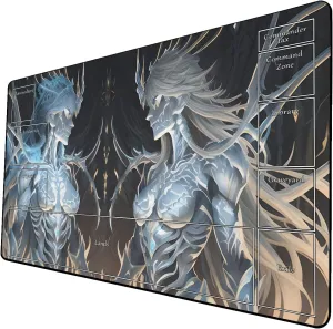 AI Painting TCG Playmat - MTG Trading Card Game Mat with Zone Layout, 24x14 Inches Premium MTG Play Mat - The Perfect Companion for Intense Card Battles - Fantasy Dark Skull Black Lotus 509A018