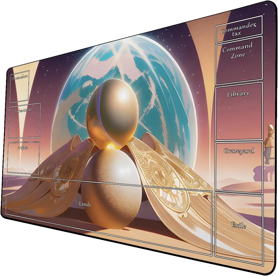 AI Painting TCG Playmat - MTG Trading Card Game Mat with Zone Layout, 24x14 Inches Premium MTG Play Mat - The Perfect Companion for Intense Card Battles - Fantasy Dark Skull Black Lotus 509A230