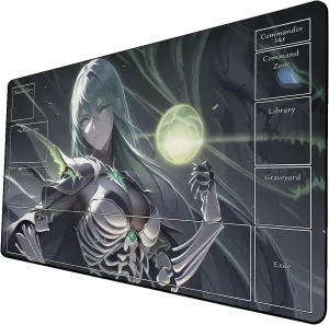 AI Painting TCG Playmat - MTG Trading Card Game Mat with Zone Layout, 24x14 Inches Premium MTG Play Mat - The Perfect Companion for Intense Card Battles - Fantasy Dark Skull Black Lotus 509A232