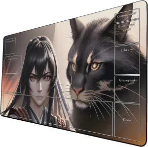 AI Painting TCG Playmat - MTG Trading Card Game Mat with Zone Layout, 24x14 Inches Premium MTG Play Mat - The Perfect Companion for Intense Card Battles - Fantasy Dark Skull Black Lotus 509A254