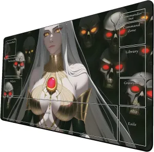 AI Painting TCG Playmat - MTG Trading Card Game Mat with Zone Layout, 24x14 Inches Premium MTG Play Mat - The Perfect Companion for Intense Card Battles - Fantasy Dark Skull Black Lotus 509A257