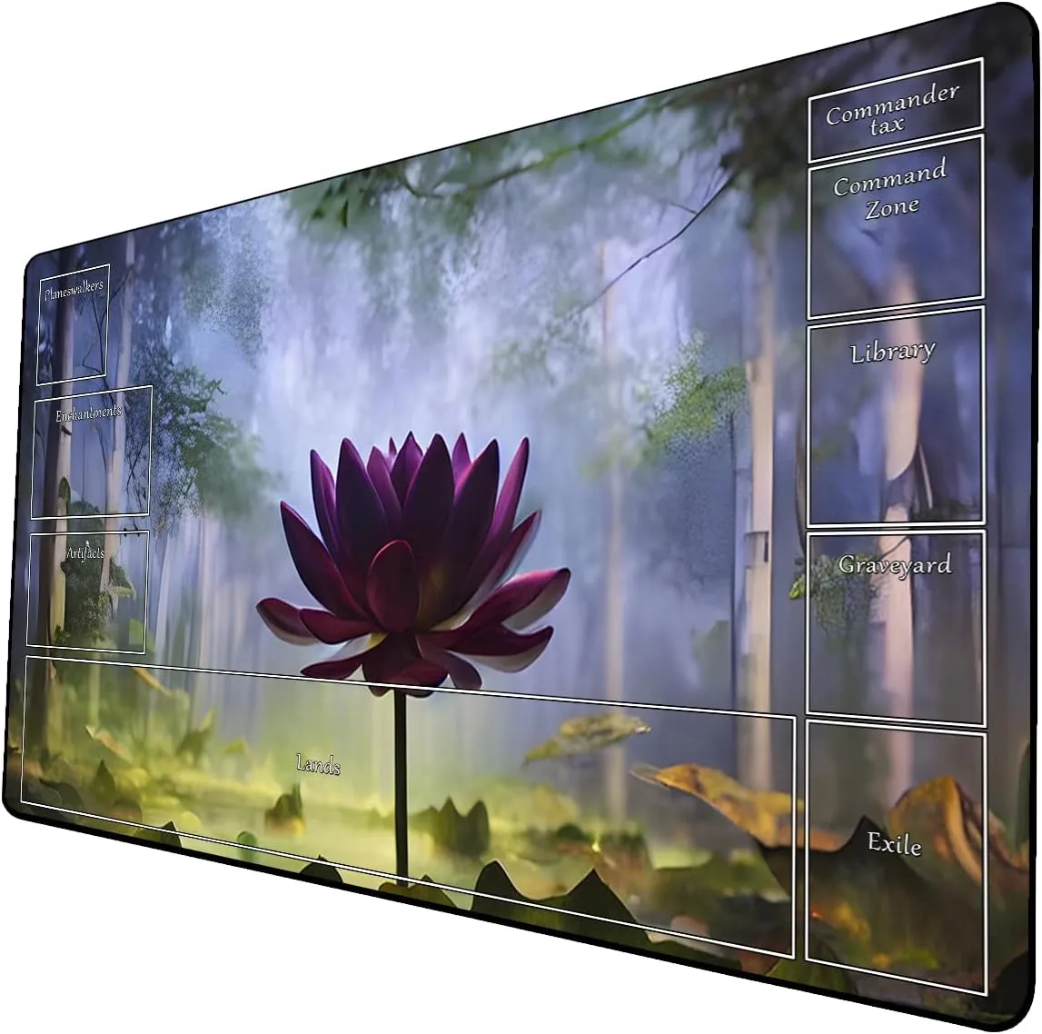 AI Painting TCG Playmat - MTG Trading Card Game Mat with Zone Layout, 24x14 Inches Premium MTG Play Mat - The Perfect Companion for Intense Card Battles - Fantasy Dark Skull Black Lotus 519A134
