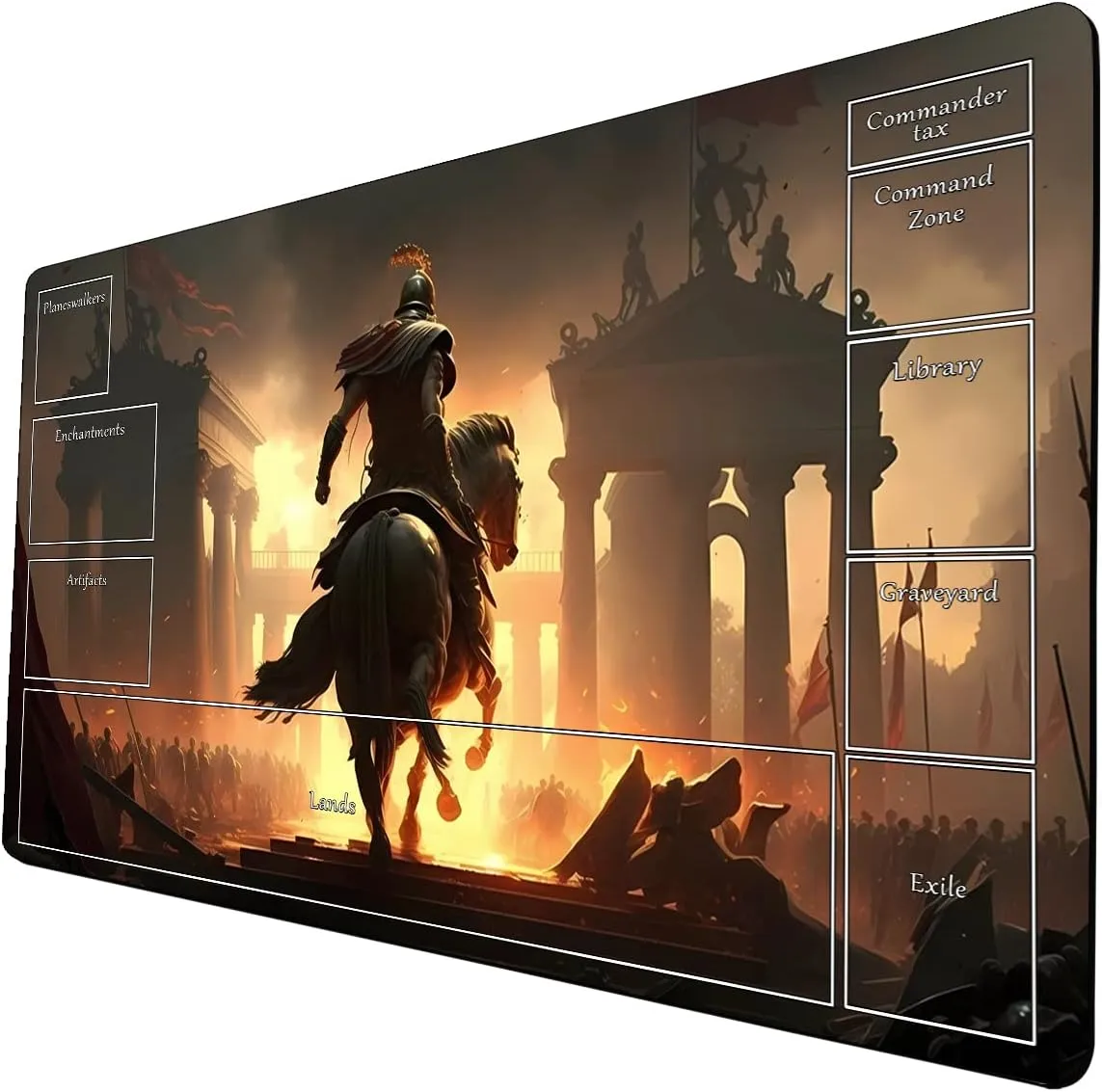 AI Painting TCG Playmat - MTG Trading Card Game Mat with Zone Layout, 24x14 Inches Premium MTG Play Mat - The Perfect Companion for Intense Card Battles - Fantasy Dark Skull Black Lotus A07