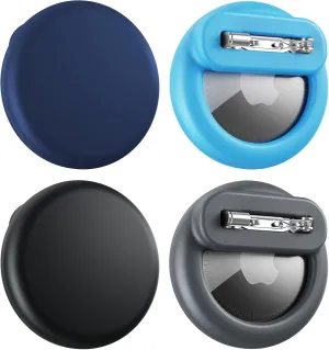 Air Tags-4 Pack Apple Kids Hidden Case, Airtag Tracker Holder with Invisible Pin, Anti Lost, for Kids, Elderly, Luggage, Clothing (Black Gray Navy Blue Sky Blue)