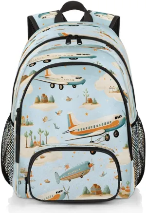 Aircraft Travel Laptop Backpacks for Women Men, American Airplane Retro 16.7" Waterproof Back Pack Casual Daypack for Travel