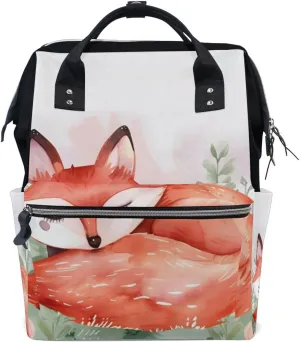 ALAZA Copy Space Illustration Watercolor Style Cute Fox Birth Card Invitation Laptop Backpack Anti Theft Purse Backpack for Women Men,15.6 inch Doctor Bag College Backpacks Travel Casual Daypack