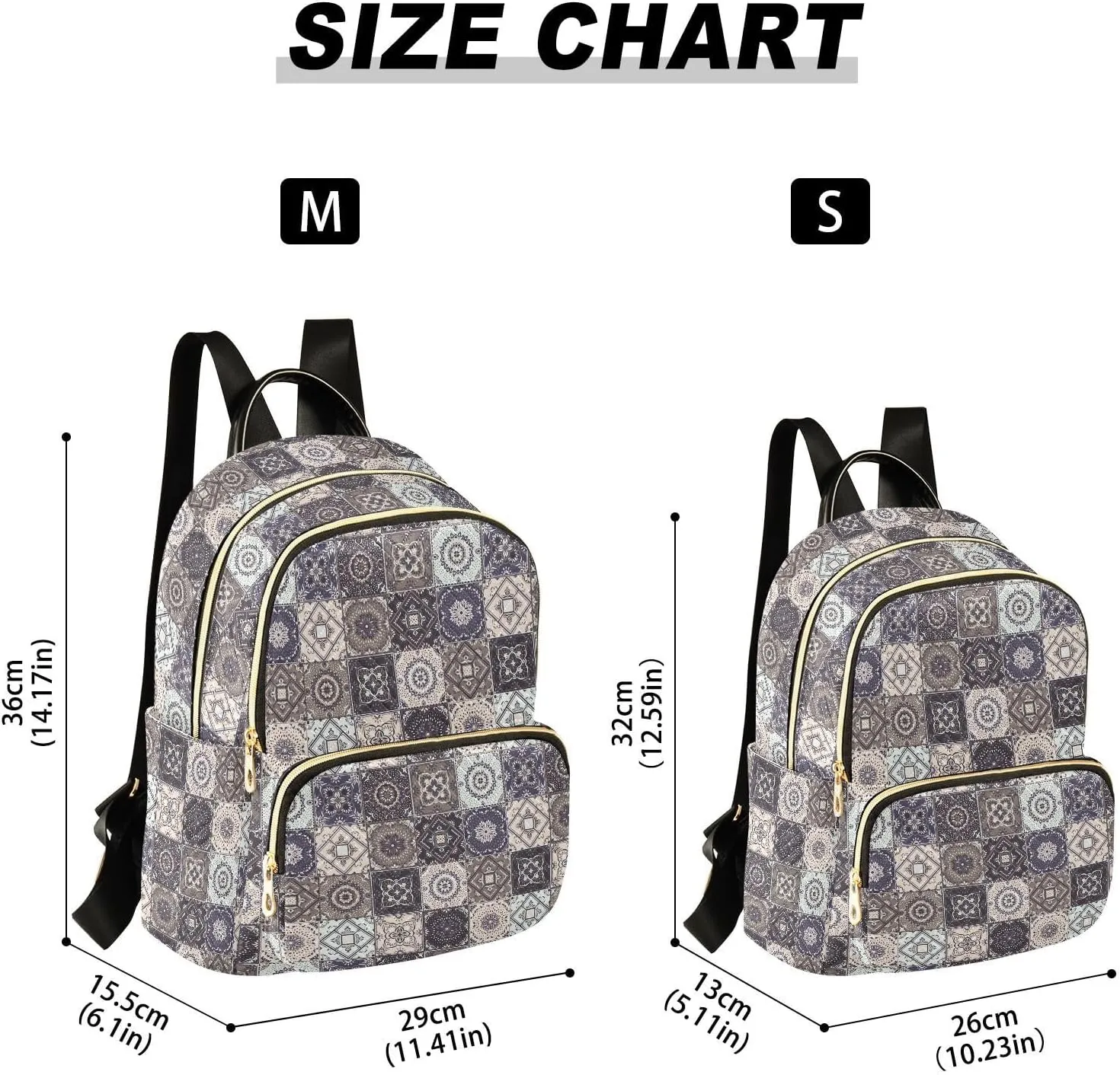 ALAZA Indian Patchwork Turkish Ornament Moroccan Tile Mosaic Women Backpack Purse Shoulder Bag