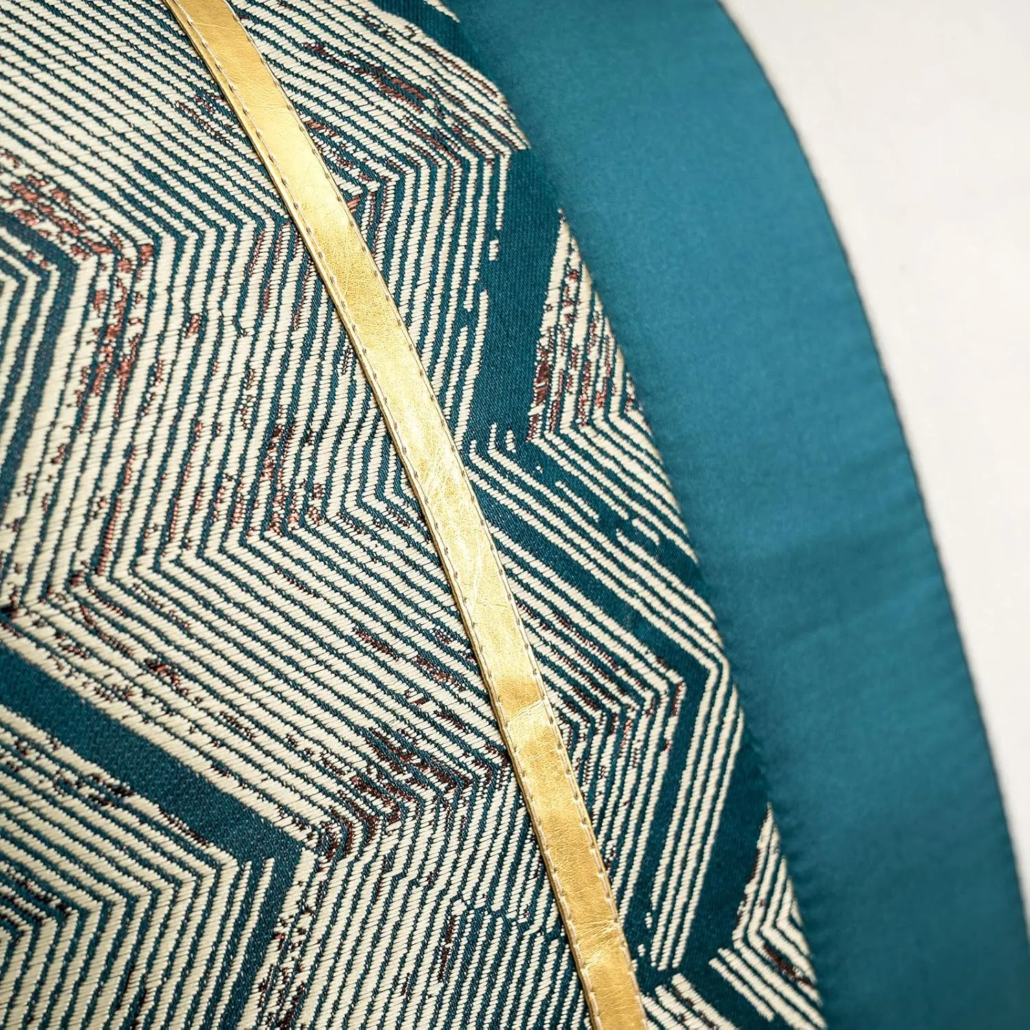 Alerfa 20 x 20 Inch Teal White Geometric Striped Gold Leather Patchwork Velvet Cushion Case Luxury Modern Lumbar Throw Pillow Cover Decorative Pillow for Couch Sofa Living Room Bedroom Car
