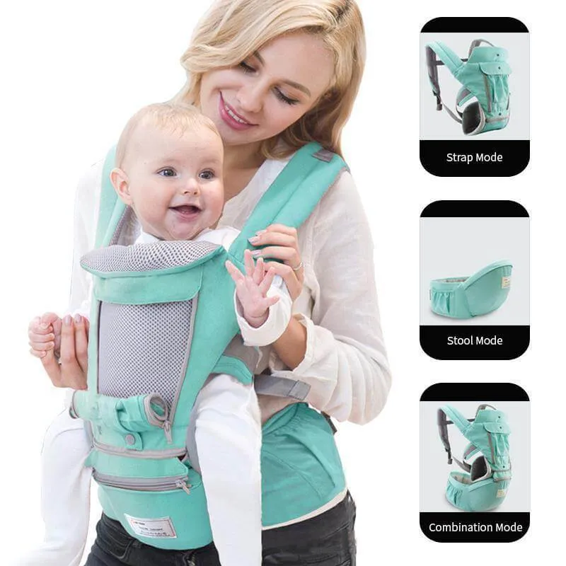 All-In-One Baby Carrier with Comfortable Hip Seat Design