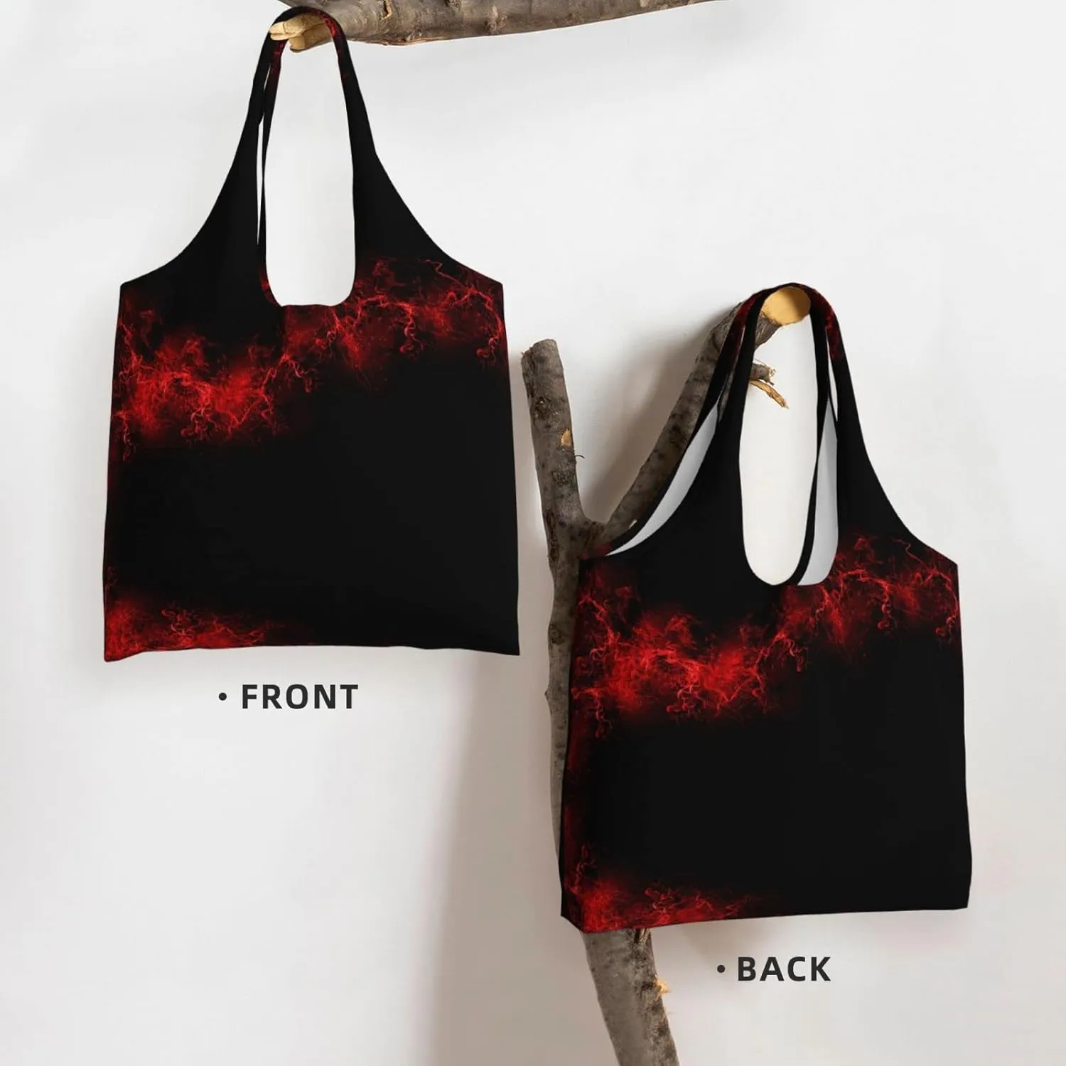 AMAZWI Explosion Burst Red Black Canvas Tote Bag,Kitchen Reusable Grocery Bag,Work Handbag Tote,Weekender Bag Shopper Handbag