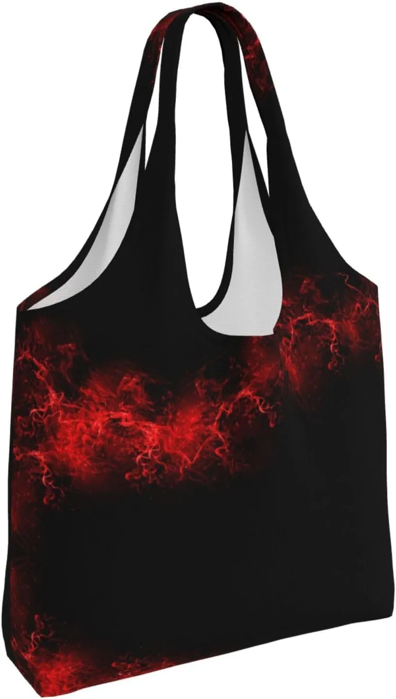 AMAZWI Explosion Burst Red Black Canvas Tote Bag,Kitchen Reusable Grocery Bag,Work Handbag Tote,Weekender Bag Shopper Handbag