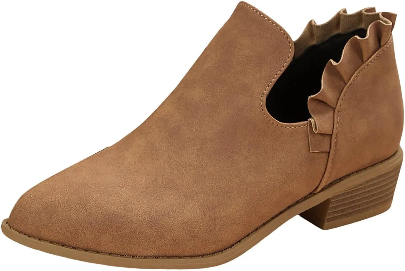 AMDBEL Winter Boots for Women 2024 Ankle Booties Low Heel Short Boots V Cut Chelsea Boots Pointd Toe Fall Winter Dressy Shoes