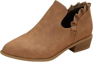 AMDBEL Winter Boots for Women 2024 Ankle Booties Low Heel Short Boots V Cut Chelsea Boots Pointd Toe Fall Winter Dressy Shoes