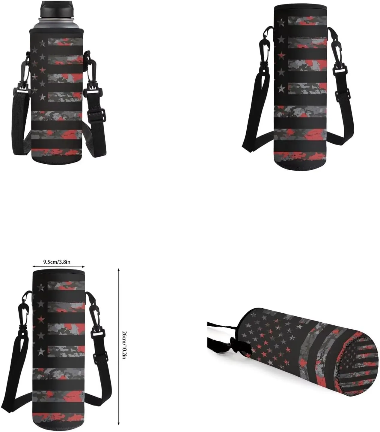 American Flag Camo Backpack for Boys Kids Backpack with Lunch Box Water Bottle Carrier and Large Pencil Case 4PCS Set Bookbag with Front Pocket for School Teens 17 inch Lightweight School Bag