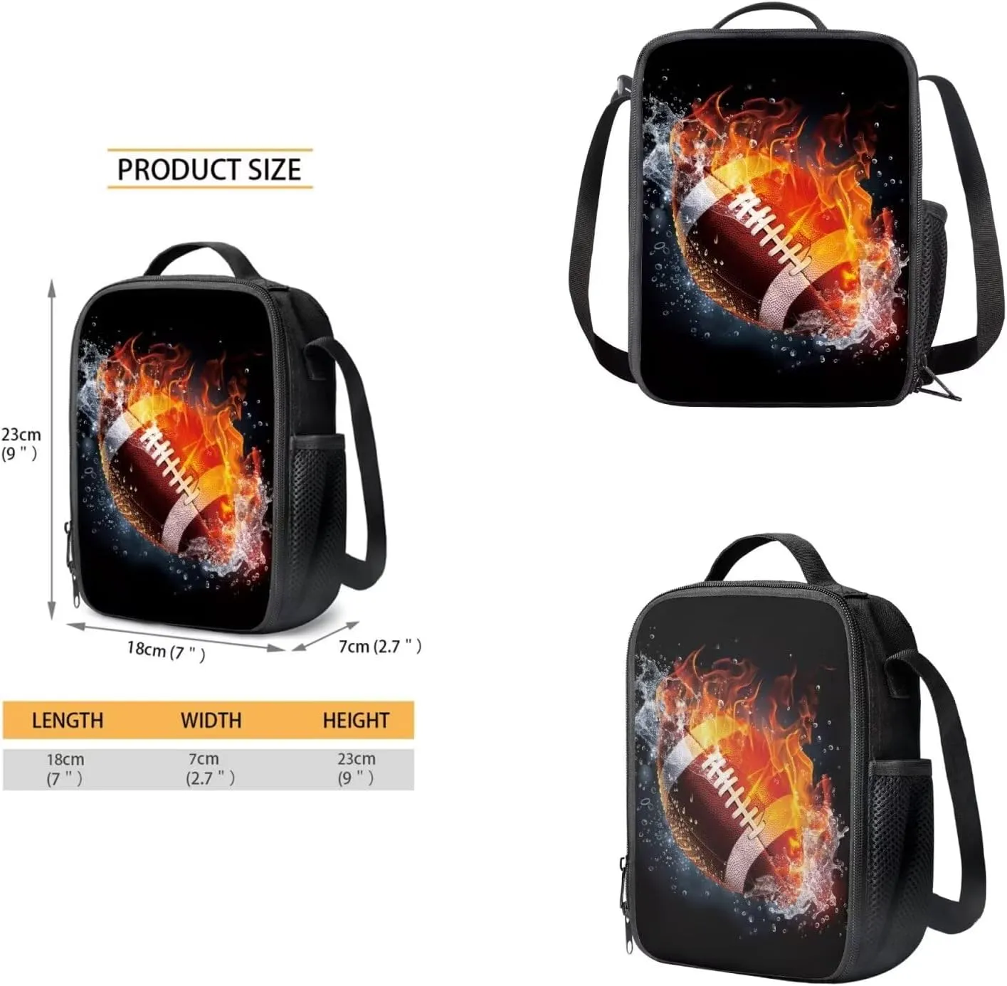 American Football Backpack for Boys School Bag with Lunch Bag Pencil Case Water Bottle Holder Kids Middle Elementary Bookbags Back to School Gifts Set 4 in 1