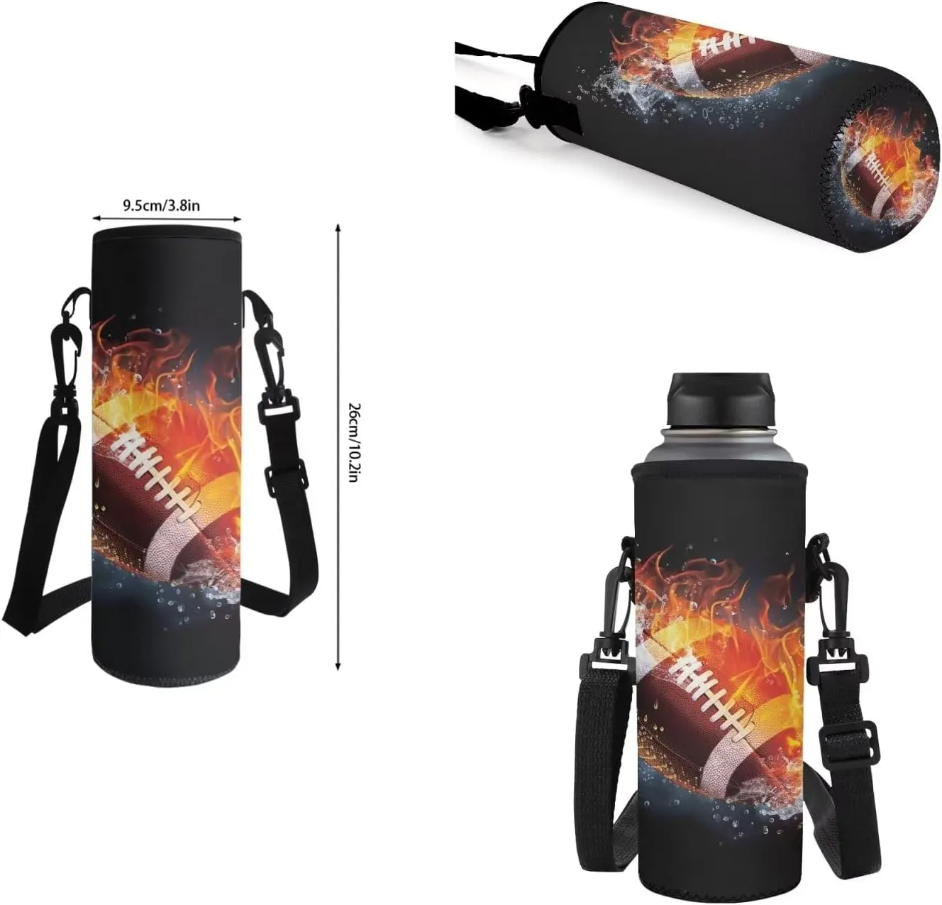 American Football Backpack for Boys School Bag with Lunch Bag Pencil Case Water Bottle Holder Kids Middle Elementary Bookbags Back to School Gifts Set 4 in 1